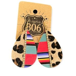 Leopard Gem Multicolored Striped Teardrop Earrings